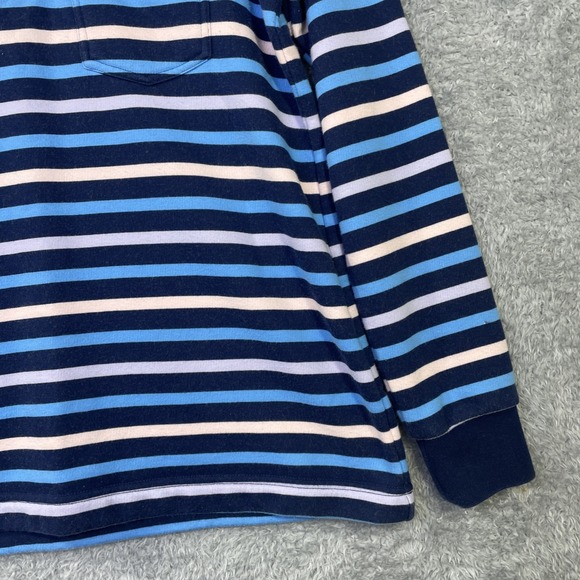 Lands' End Serious Sweats Women's Small 1/4 Zip Sweater Blue Striped Cotton - Picture 4 of 9